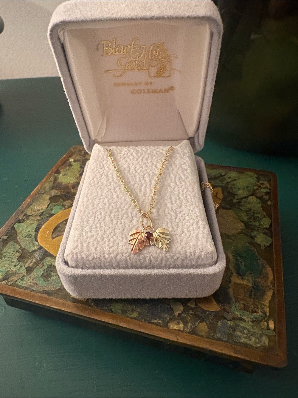 Black Hills Gold Leaf Pendant Necklace in 10k Yellow Gold and Rose Gold